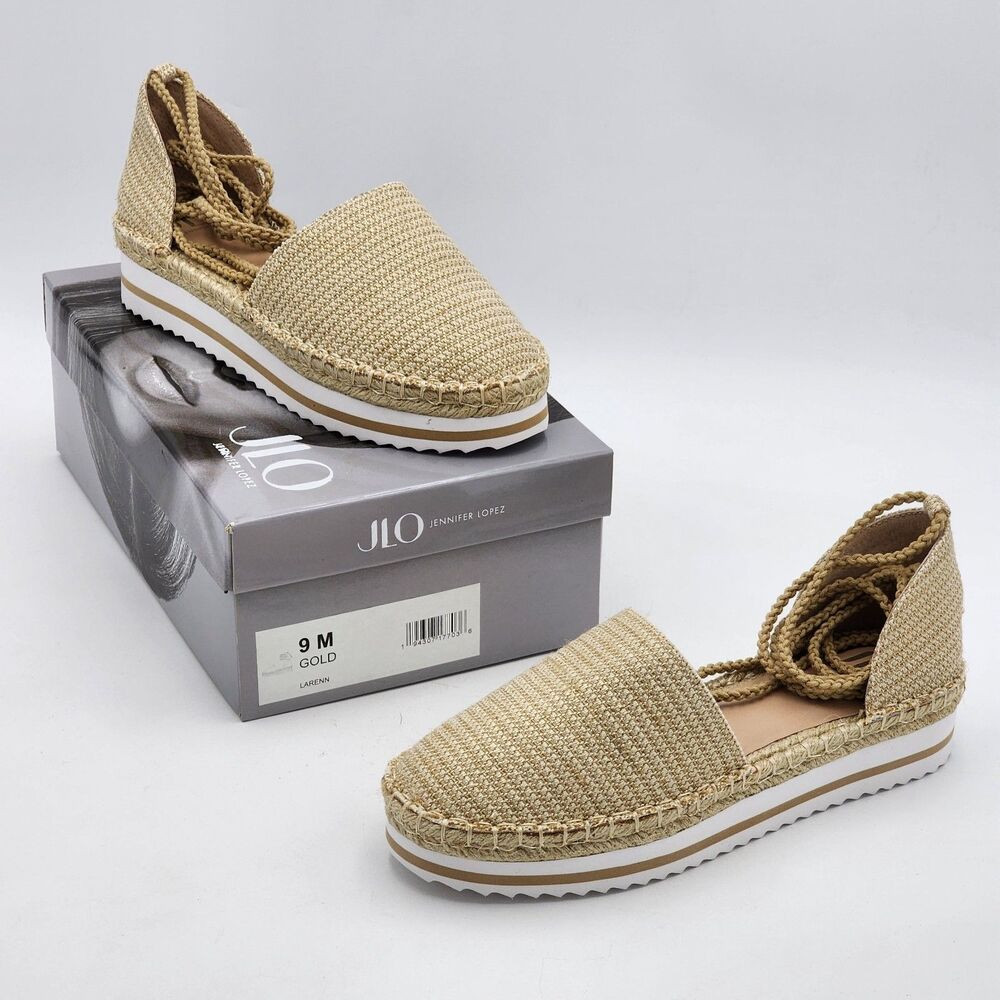 JLO Jennifer Lopez Larenn Espadrille Platform Flatform Tie Up Sandal Size 9 BNIB